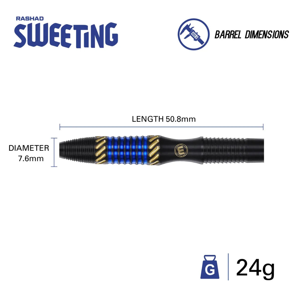 Winmau Rashad Sweeting 90% Tungsten Steel Tip Darts