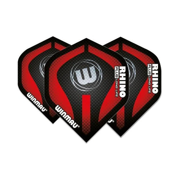 Winmau Rhino 150 Plus Black & Red Standard Flights-1-Premier Darts