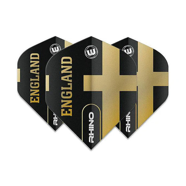 Winmau Rhino Extra Thick Standard "England" Black & Gold Flights-1-Premier Darts