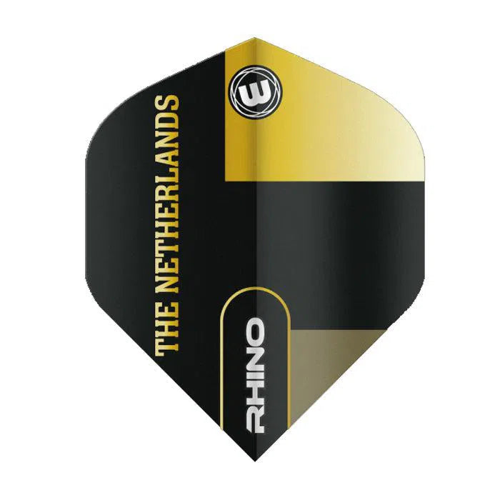 Winmau Rhino Extra Thick Standard "Netherlands" Black and Gold Flights