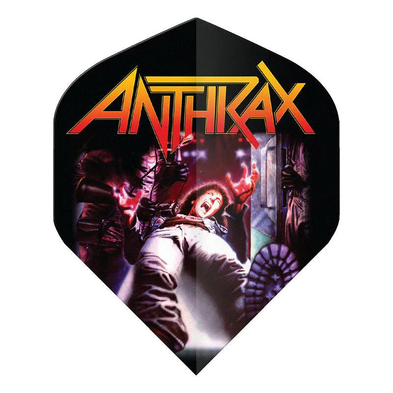 Winmau Rock Band Extra Thick Standard Anthrax Logo Black and Orange Flights