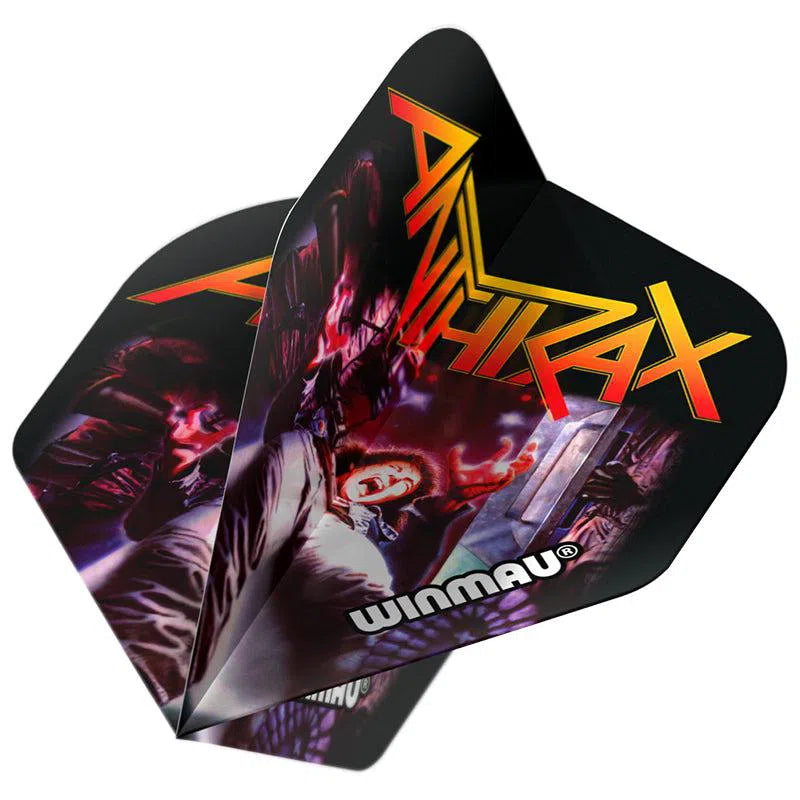 Winmau Rock Band Extra Thick Standard Anthrax Logo Black and Orange Flights