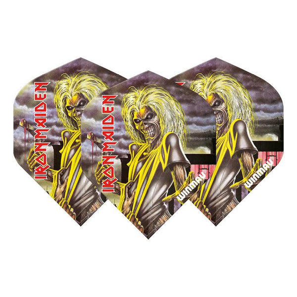 Winmau Rock Band Extra Thick Standard Iron Maiden Killers Grey & Yellow Flights-1-Premier Darts