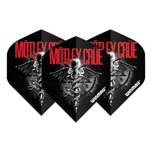 Winmau Rock Band Extra Thick Standard Motley Crue Feelgood Black and Red Flights