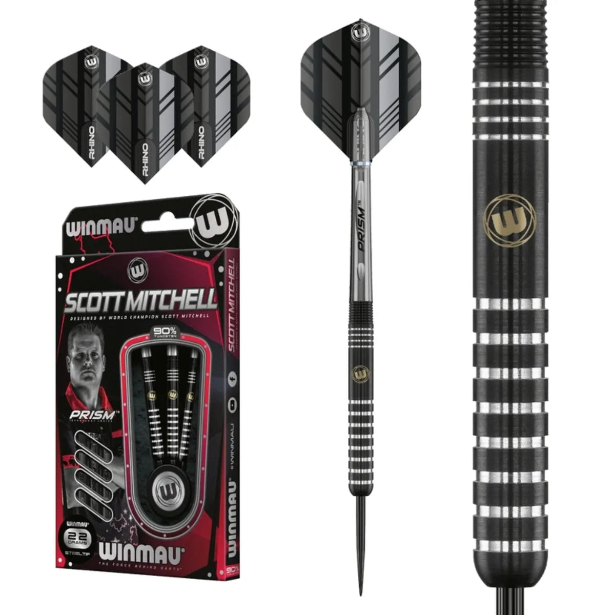 Winmau Scott Mitchell 90% Tungsten Steel Tip Darts