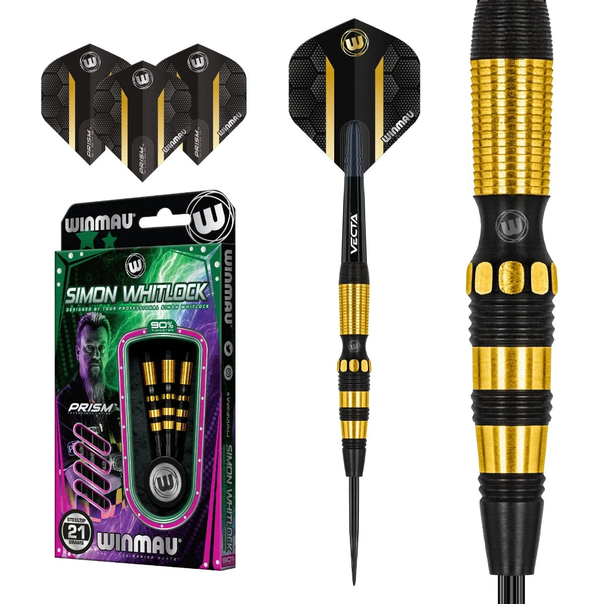 Winmau Simon Whitlock Dynamic Edge S.E. 90% Tungsten Steel Tip Darts