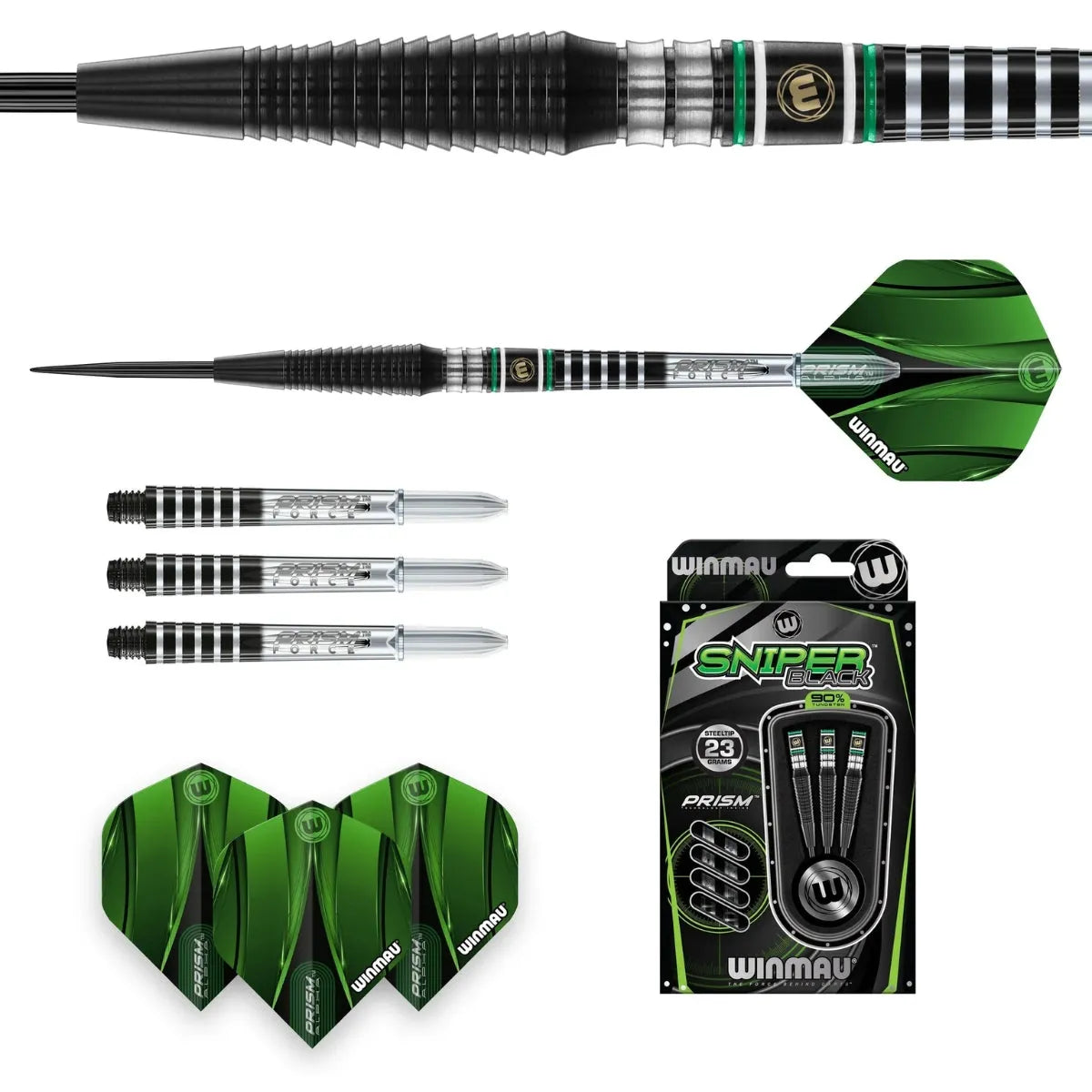 Winmau Sniper Black Style 2 90% Tungsten Steel Tip Darts