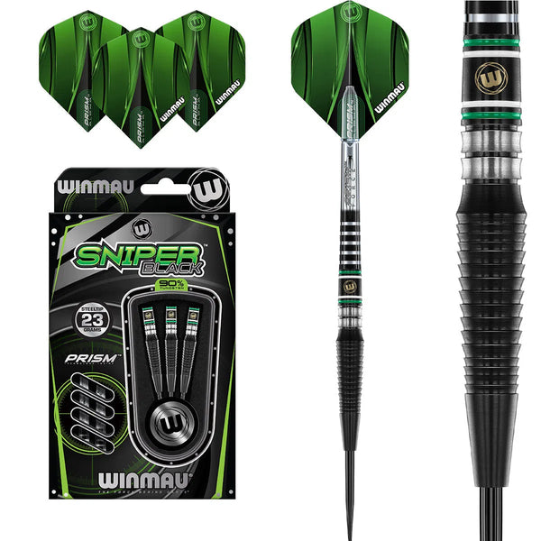 Winmau Sniper Black Style 2 90% Tungsten Steel Tip Darts-1-23 GRAM-Premier Darts