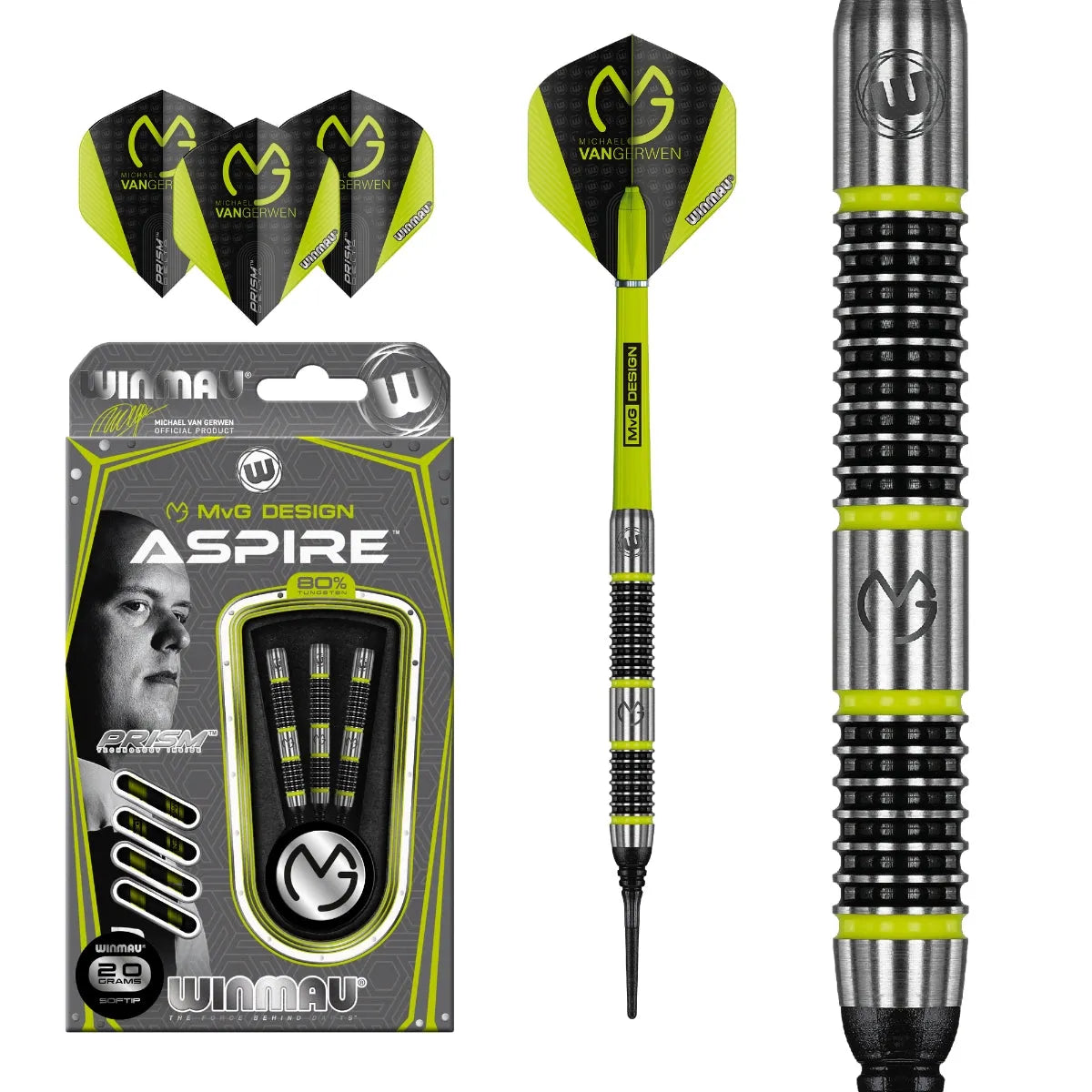 Winmau MvG Aspire 80% Tungsten Soft Tip Darts