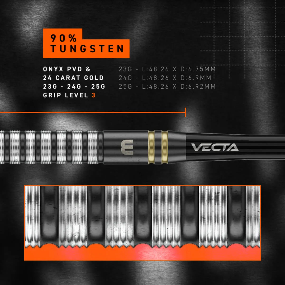 Winmau Gian van Veen TS SP 90% Tungsten Steel Tip Darts-4-23 GRAM-Premier Darts
