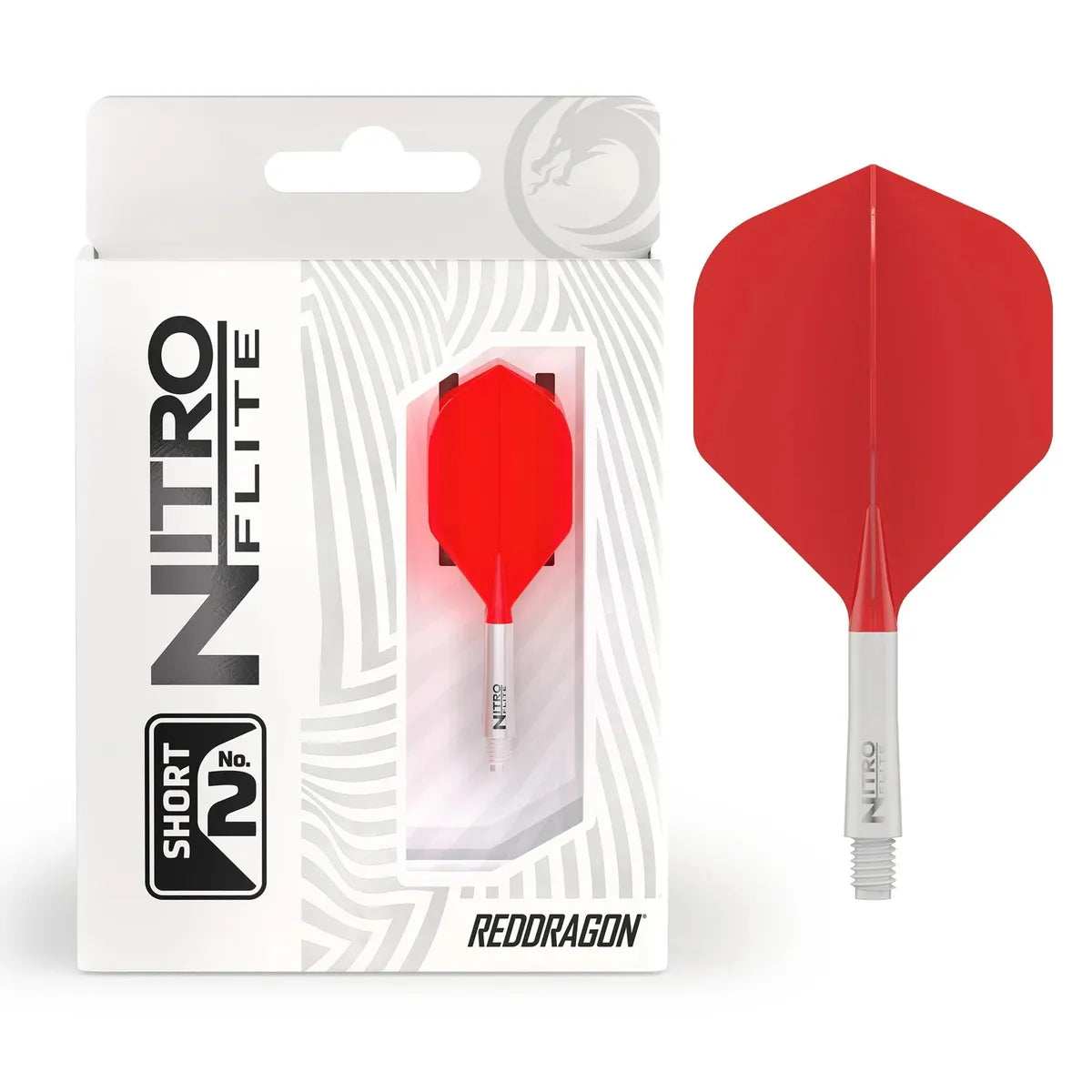 Red Dragon Nitro Flite - Integrated Flight and Shaft-94-White Red-Short-Premier Darts