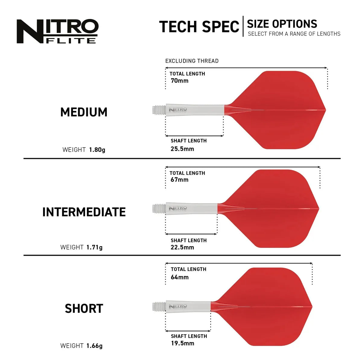 Red Dragon Nitro Flite - Integrated Flight and Shaft-92-Black-Short-Premier Darts