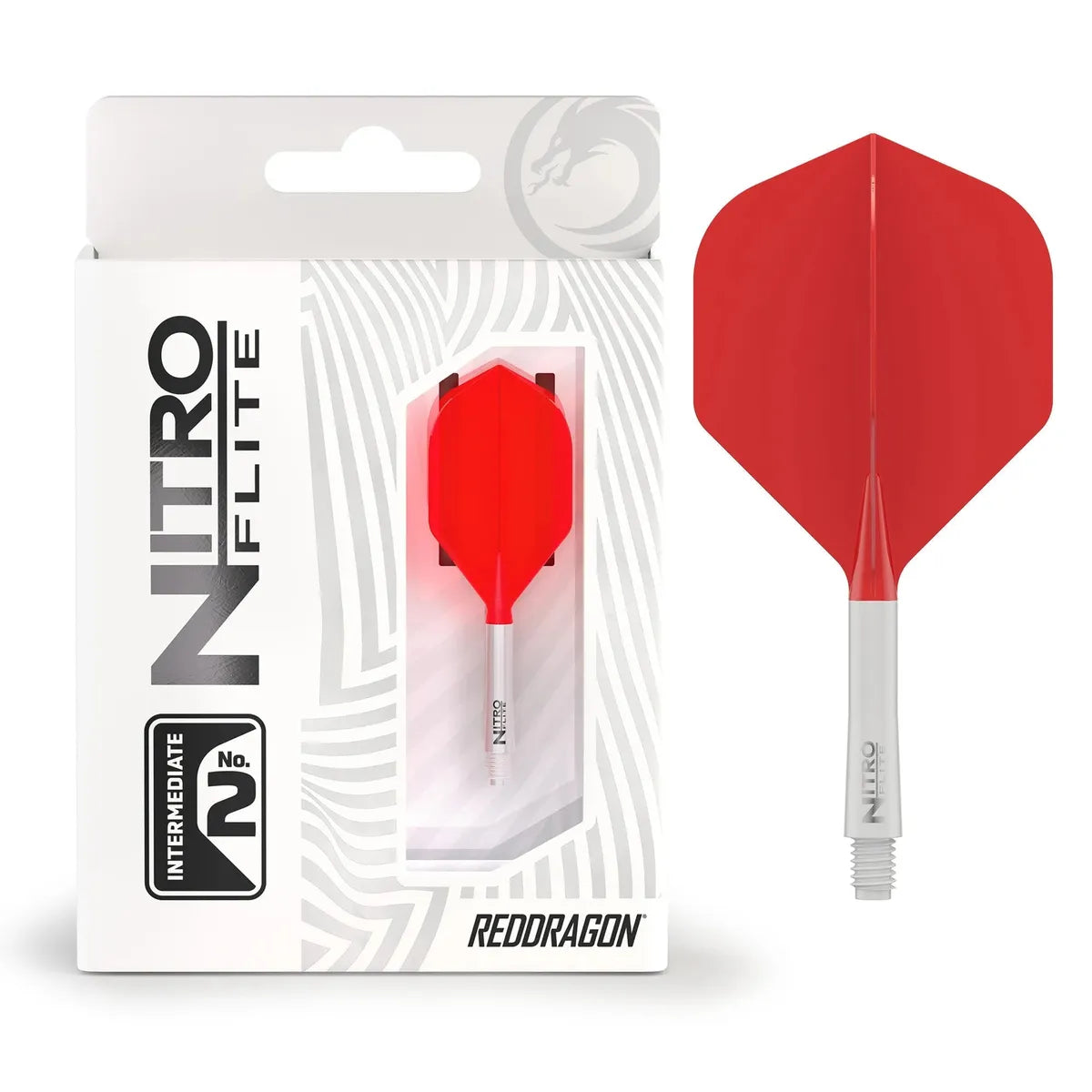 Red Dragon Nitro Flite - Integrated Flight and Shaft-95-White Red-Intermediate-Premier Darts