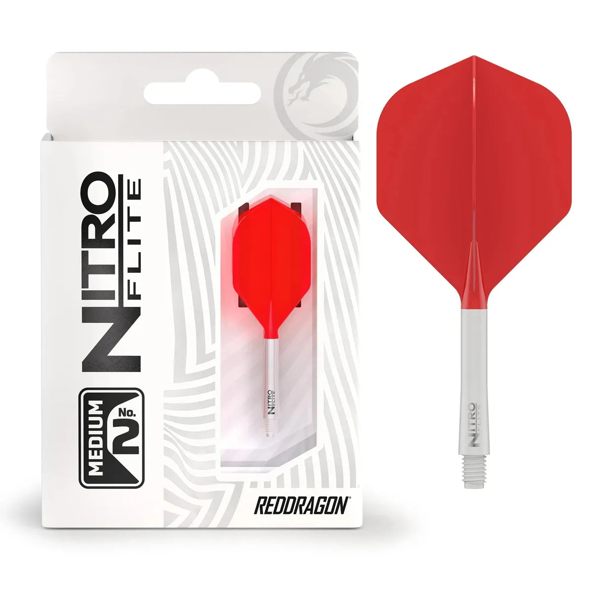 Red Dragon Nitro Flite - Integrated Flight and Shaft-96-White Red-Medium-Premier Darts