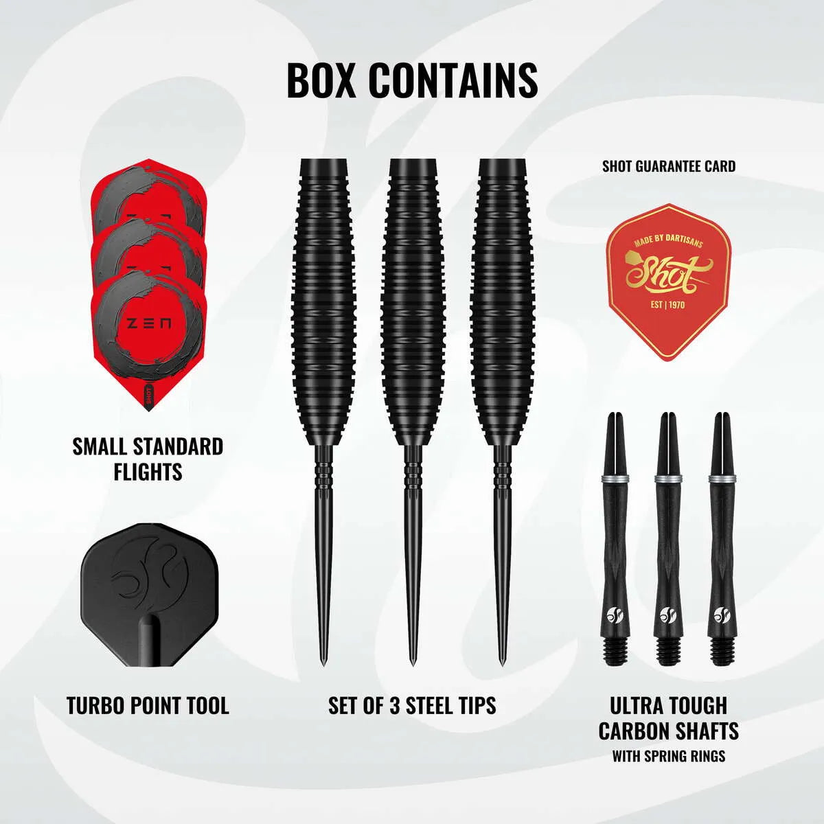 Shot Zen Bomber TP 90% Tungsten Steel Tip Darts-3-23 GRAM-Premier Darts