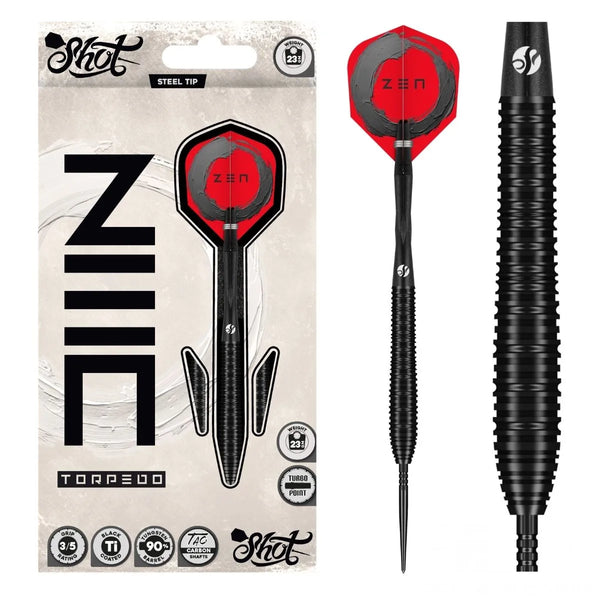 Shot Zen Torpedo TP 90% Tungsten Steel Tip Darts-1-23 GRAM-Premier Darts