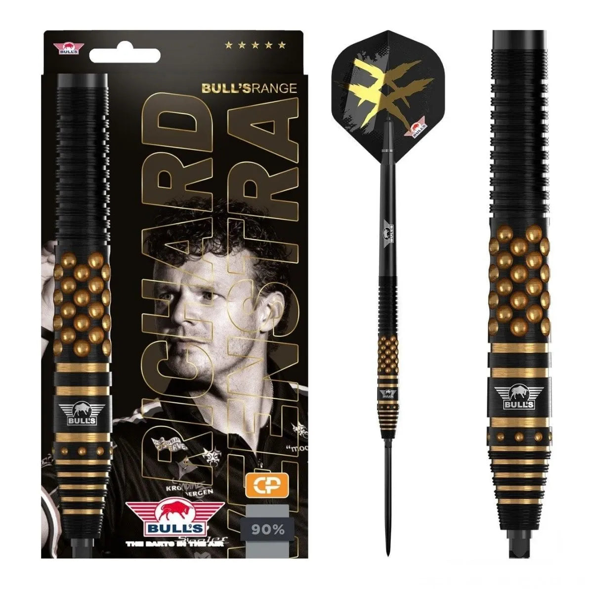 Bull's NL Richard Veenstra E2 Black CP 90% Tungsten Steel Tip Darts-1-23 GRAM-Premier Darts
