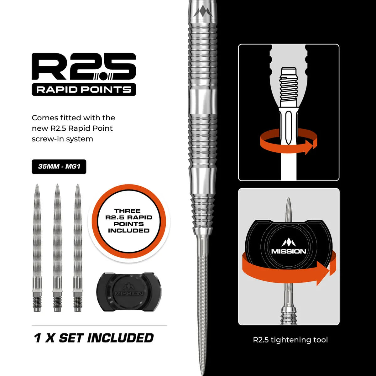 Mission BLUPRNT 003 DSGND R2.5 90% Tungsten Steel Tip Dart-6-22 GRAM-Premier Darts