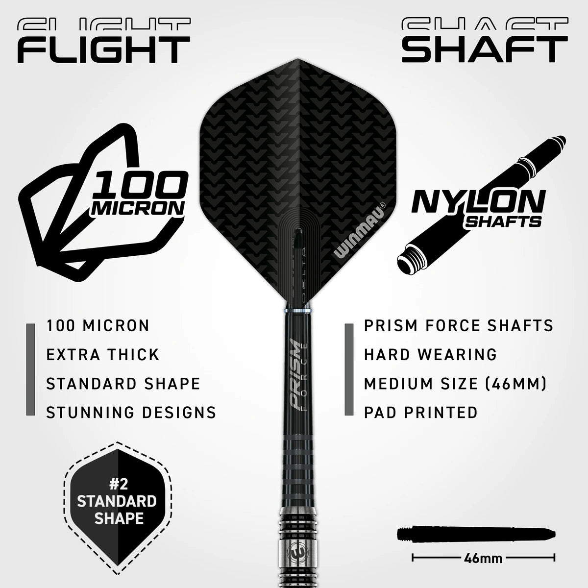 Winmau Blackout 1 Straight 90% Tungsten Steel Tip Darts