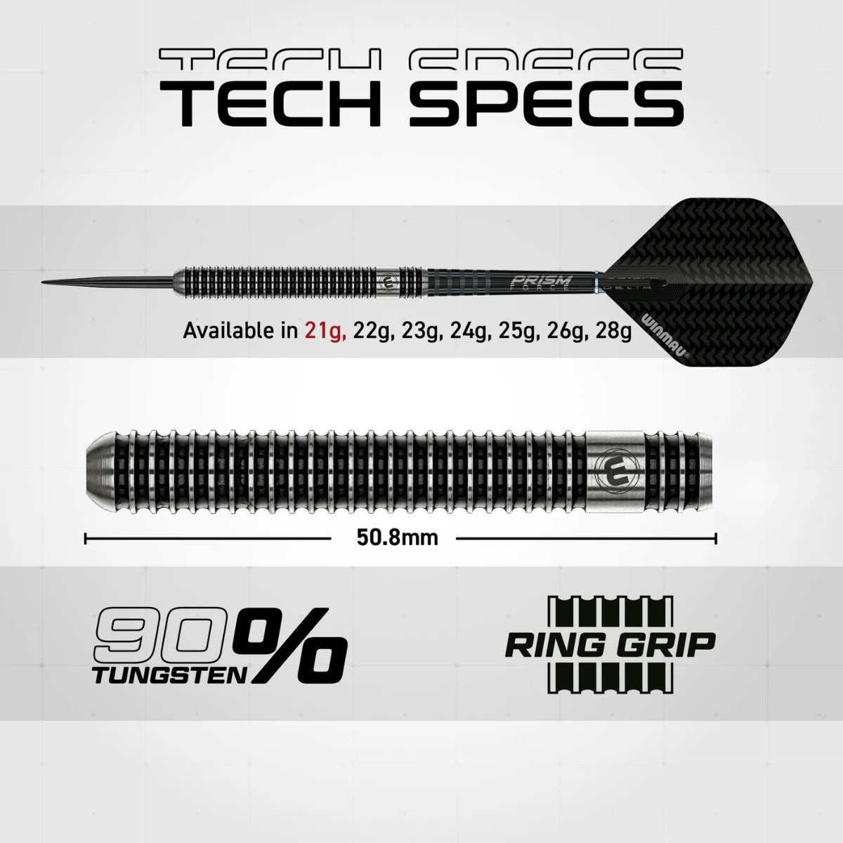 Winmau Blackout 1 Straight 90% Tungsten Steel Tip Darts