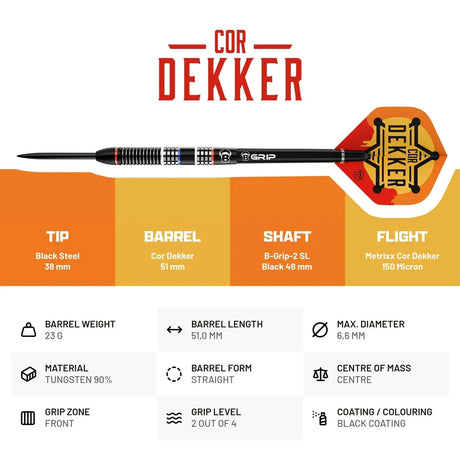 Bull's DE Cor Dekker 90% Tungsten Steel Tip Darts