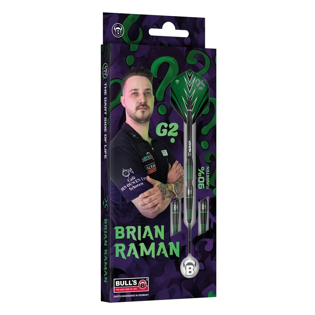 Bull's DE Brian Raman G2 90% Tungsten Steel Tip Darts-4-22 GRAM-Premier Darts