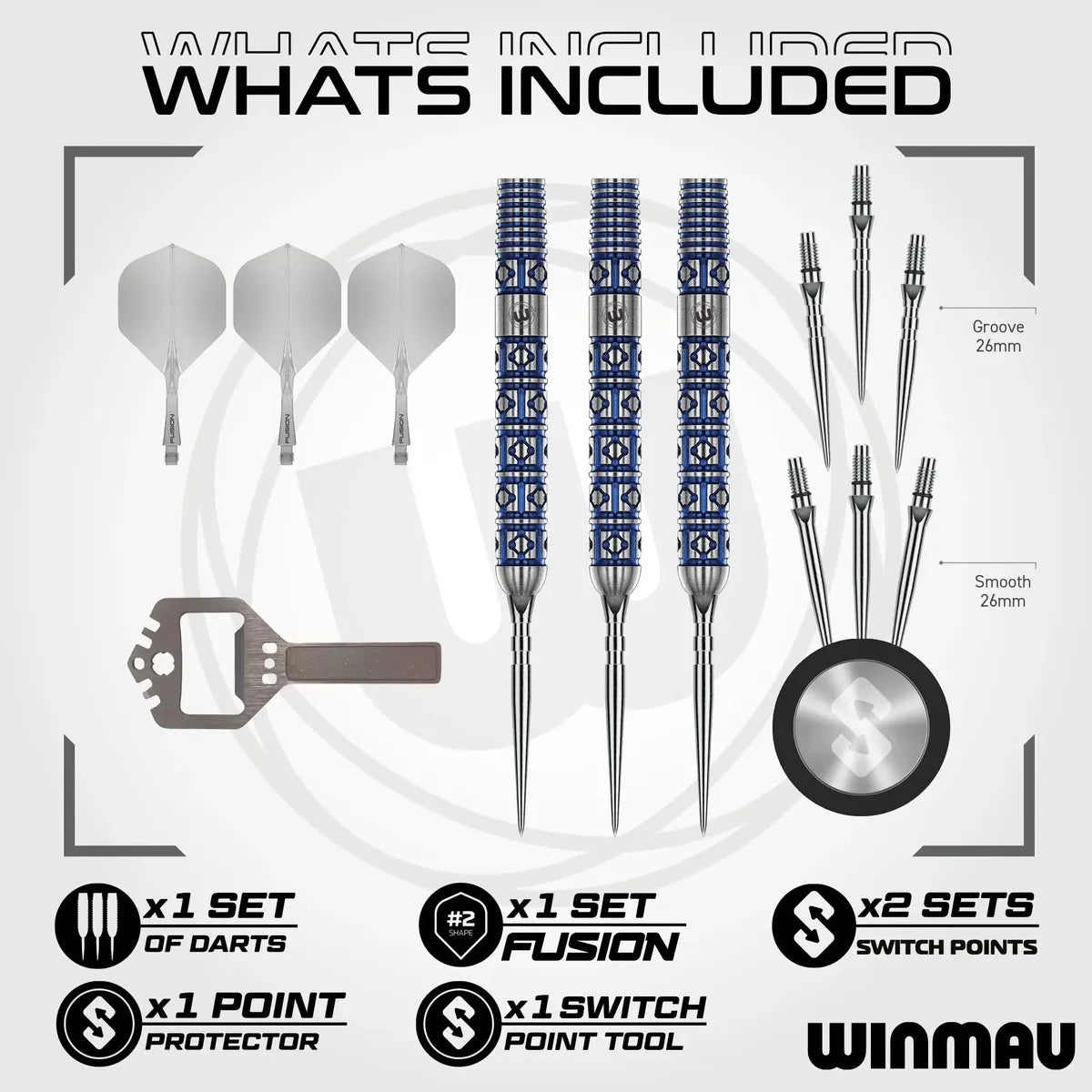 Winmau Lunaris Parallel SP 90% Tungsten Steel Tip Darts-3-23 GRAM-Premier Darts