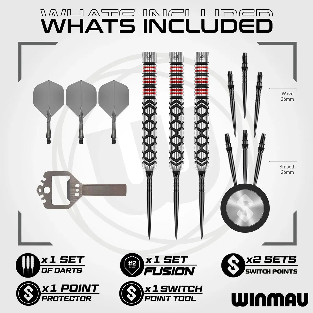 Winmau Fornax Parallel SP 90% Tungsten Steel Tip Darts-3-22 GRAM-Premier Darts