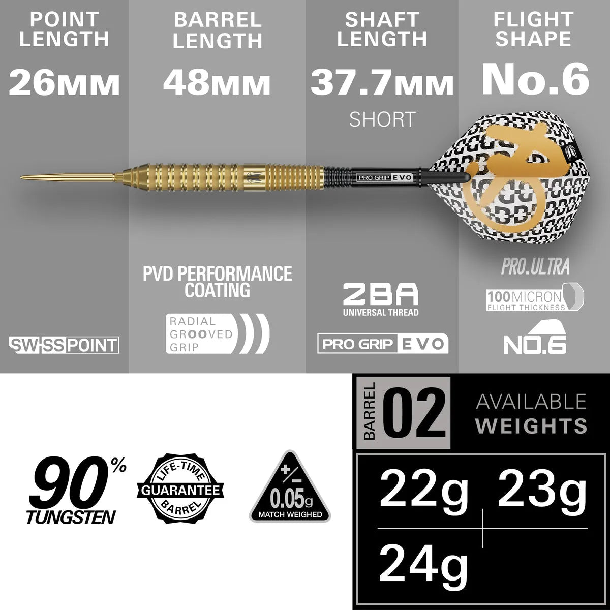 Target Darts Bolide Envy 02 90% Tungsten Steel Tip Darts-4-22 GRAM-Premier Darts