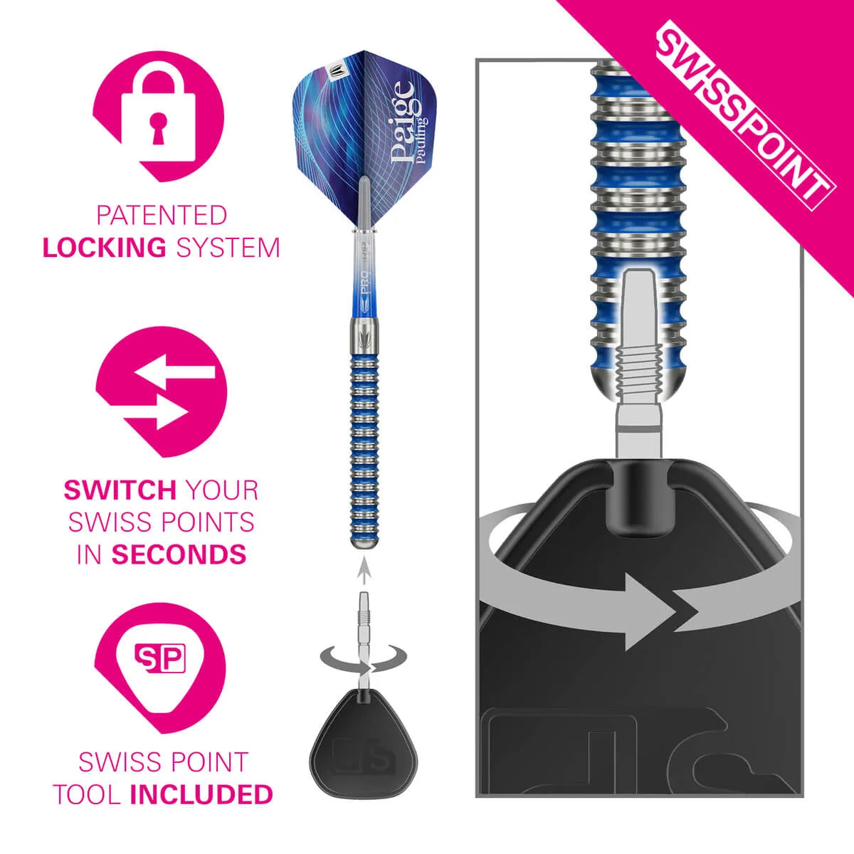 Target Darts Paige Pauling G1 SP 90% Tungsten Steel Tip Darts-6-22 GRAM-Premier Darts