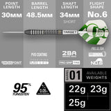 Target Darts Charlie Manby G1 SP 95% Tungsten Steel Tip Darts-5-22 GRAM-Premier Darts