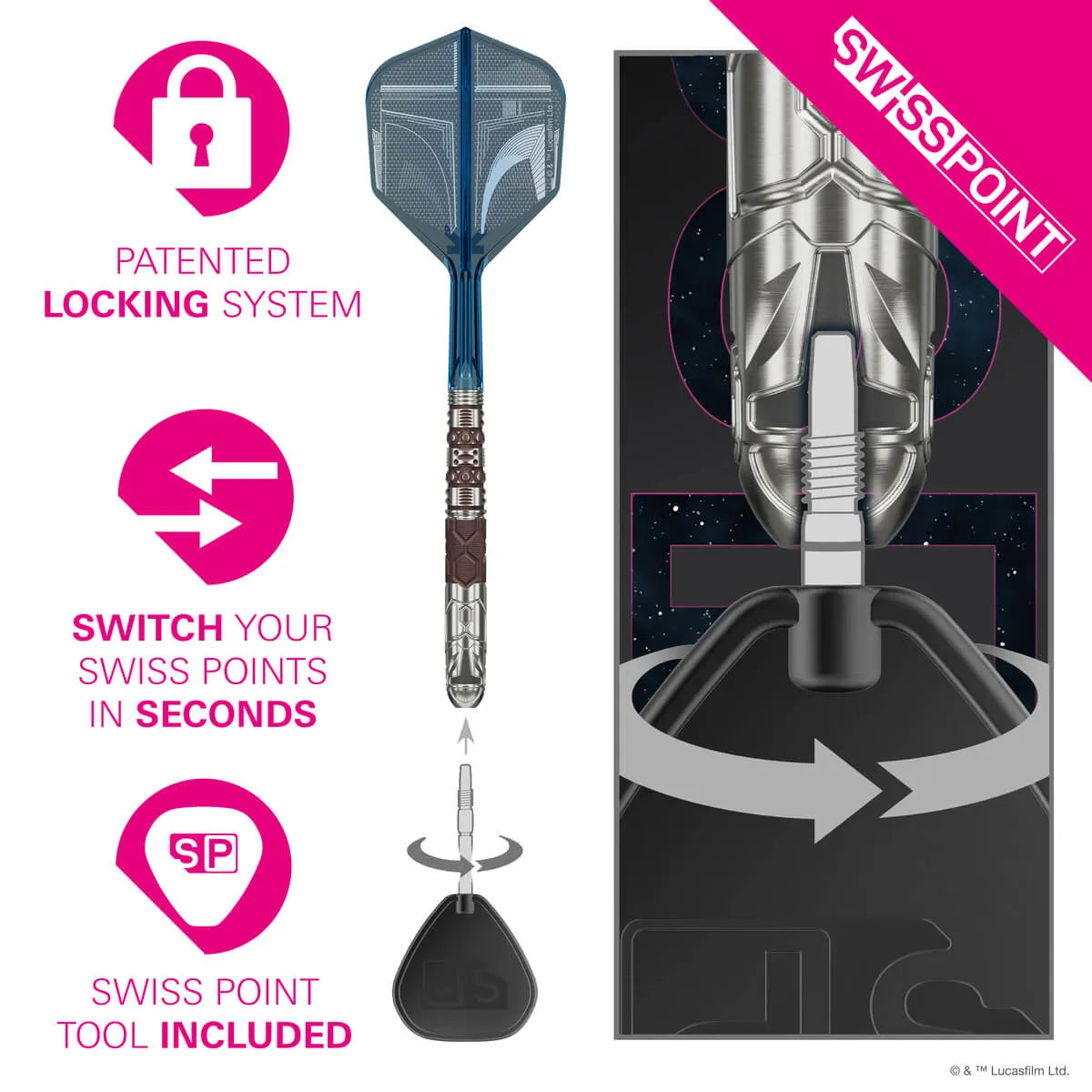 Star Wars | Target Mandalorian SP 95% Tungsten Steel Tip Darts-6-22 GRAM-Premier Darts