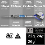 Target Darts Phil Taylor Chrono SP 95% Tungsten Steel Tip Darts-5-22 GRAM-Premier Darts