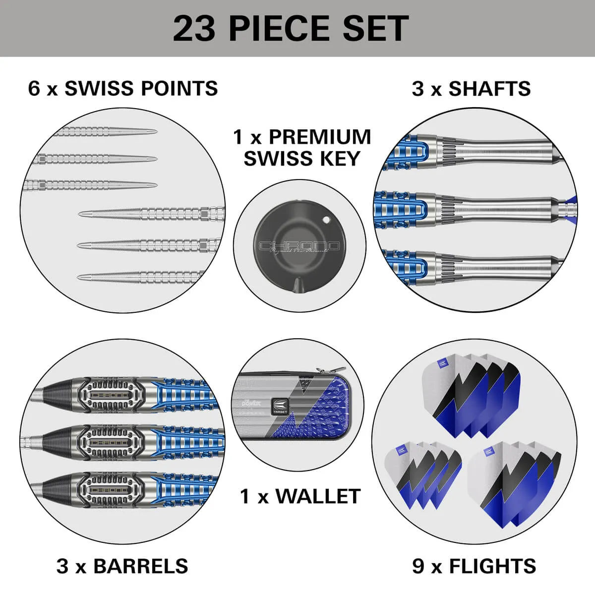 Target Darts Phil Taylor Chrono SP 95% Tungsten Steel Tip Darts-7-22 GRAM-Premier Darts