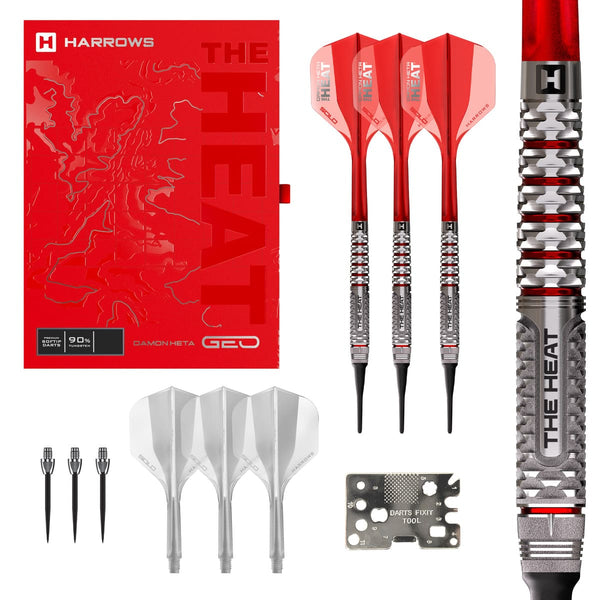 Harrows Damon Heta Geo 90% Tungsten Soft Tip Darts-1-18 GRAM-Premier Darts