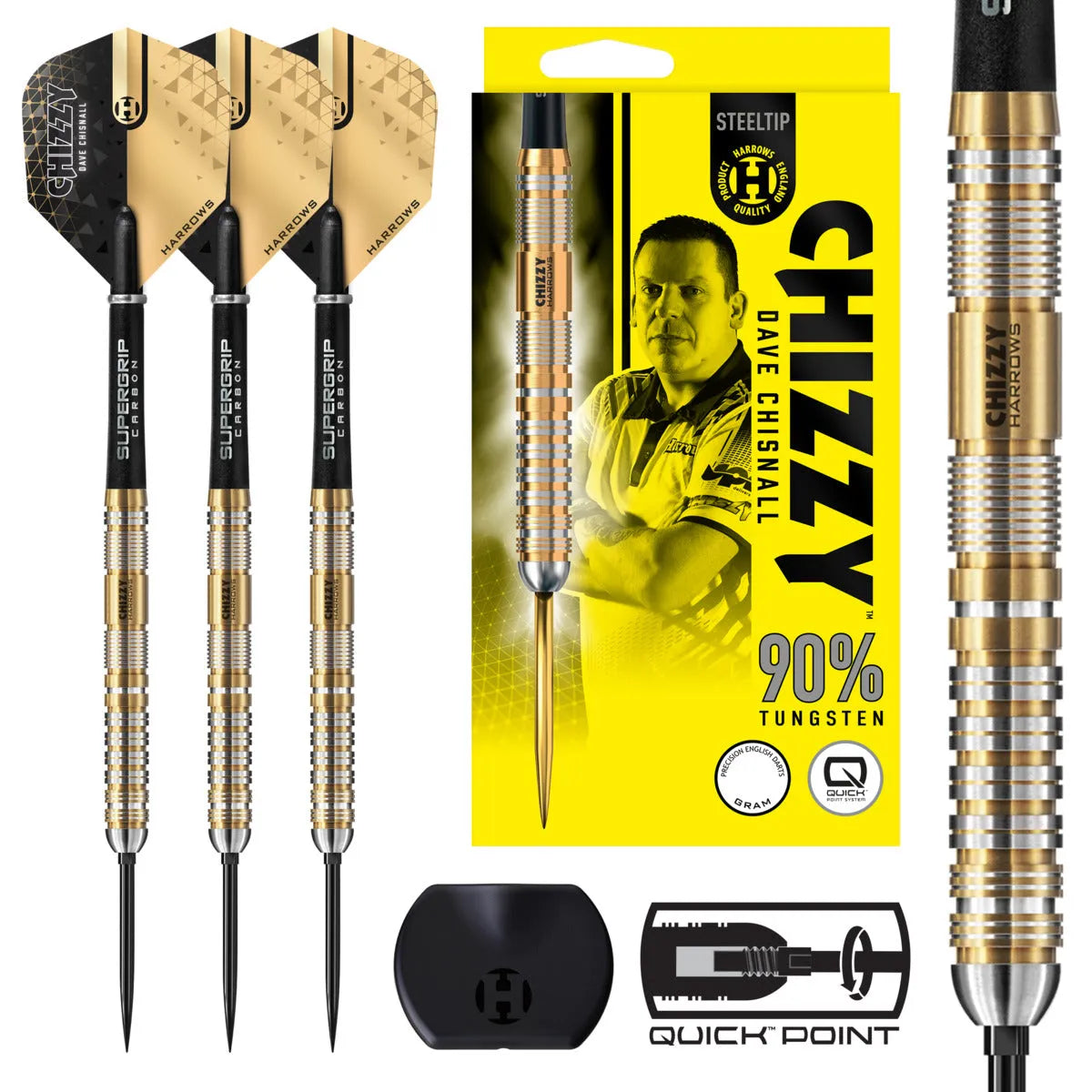 Harrows Chizzy Series 2 QP 90% Tungsten Steel Tip Darts – Premier