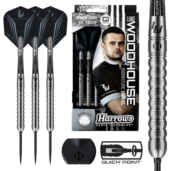 Harrows Luke Woodhouse QP 90% Tungsten Steel Tip Darts-1-21 GRAM-Premier Darts