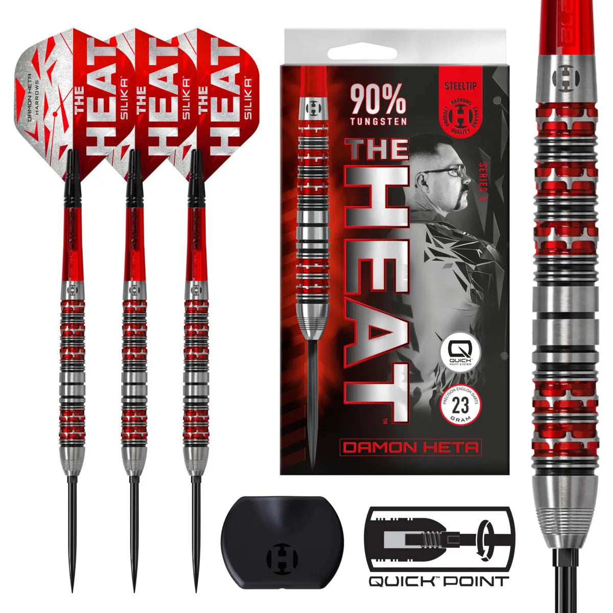 Harrows Damon Heta Series 3 QP 90% Tungsten Steel Tip Darts-1-21 GRAM-Premier Darts