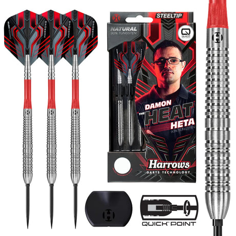 Harrows Damon Heta Natural Silver QP 90% Tungsten Steel Tip Darts-1-21 GRAM-Premier Darts