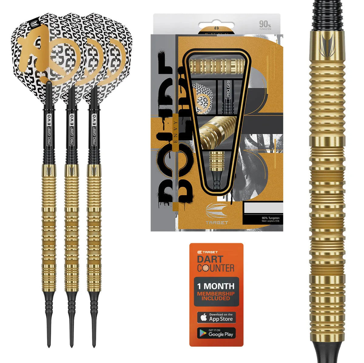 Target Darts Bolide Envy 10 90% Tungsten Soft Tip Darts-3-18 GRAM-Premier Darts