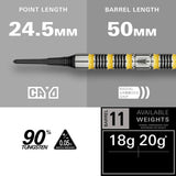 Target Darts Buzz 11 90% Tungsten Soft Tip Darts-4-18 GRAM-Premier Darts