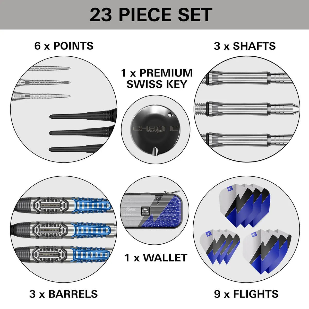 Target Darts Phil Taylor Chrono SP 95% Tungsten Soft Tip Darts-7-18 GRAM-Premier Darts