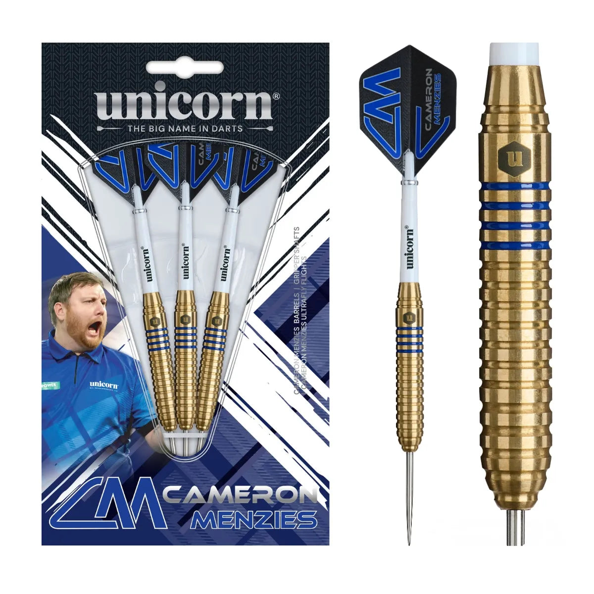 Unicorn Cameron Menzies Brass Steel Tip Darts-1-21 GRAM-Premier Darts