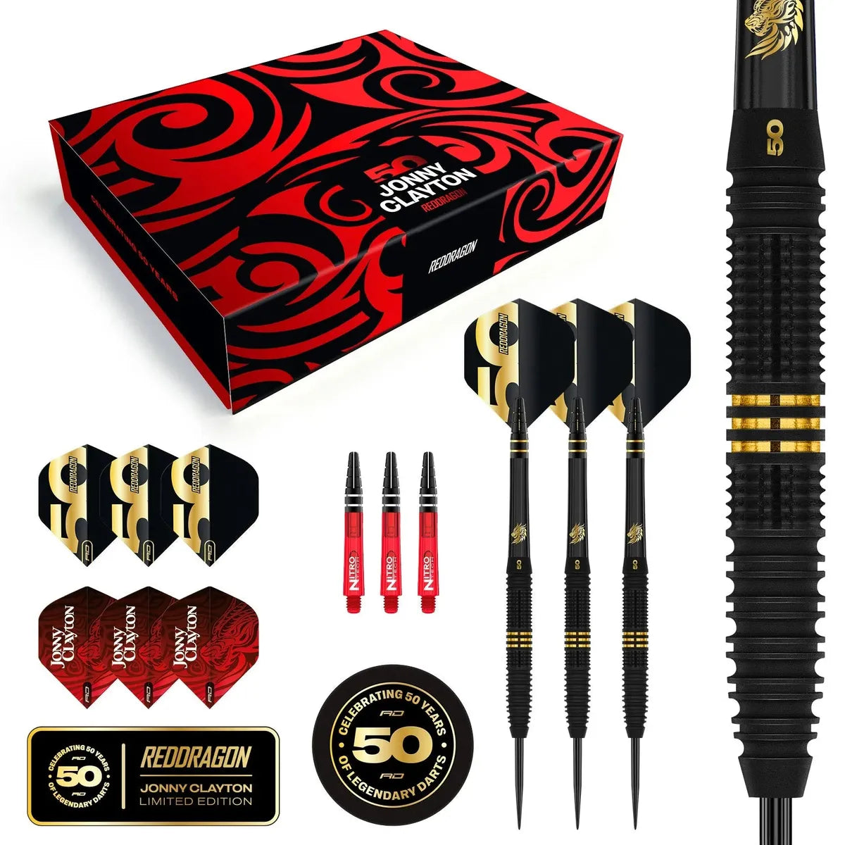 Red Dragon Jonny Clayton 50 Year Limited Edition Player Box-Darts-Red Dragon-22 GRAM-Premier Darts