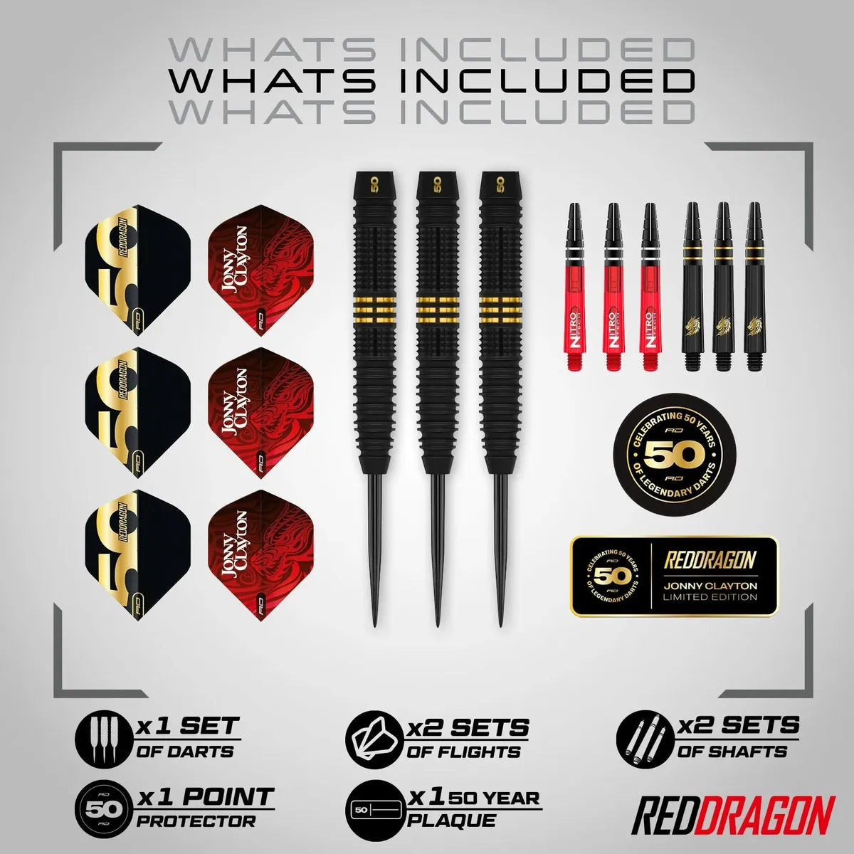 Red Dragon Jonny Clayton 50 Year Limited Edition Player Box-Darts-Red Dragon-22 GRAM-Premier Darts