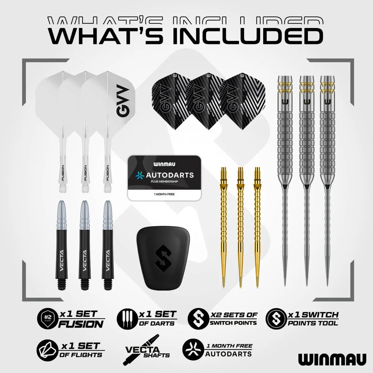 Winmau Gian van Veen W-Max SP 90% Tungsten Steel Tip Darts-8-22 GRAM-Premier Darts