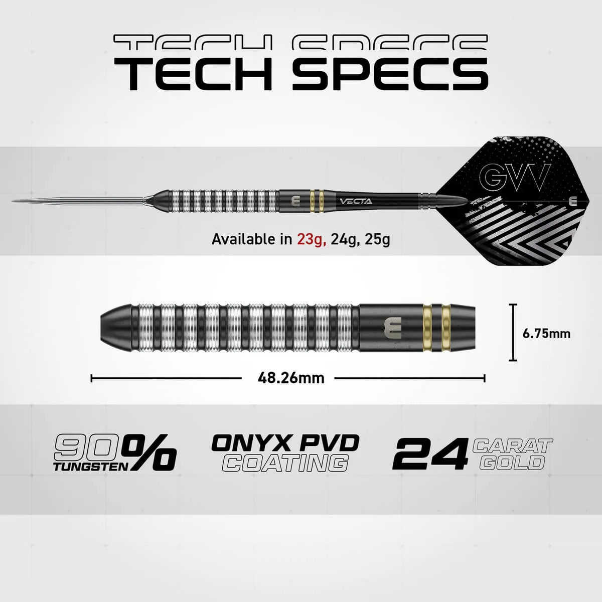 Winmau Gian van Veen TS SP 90% Tungsten Steel Tip Darts-12-23 GRAM-Premier Darts
