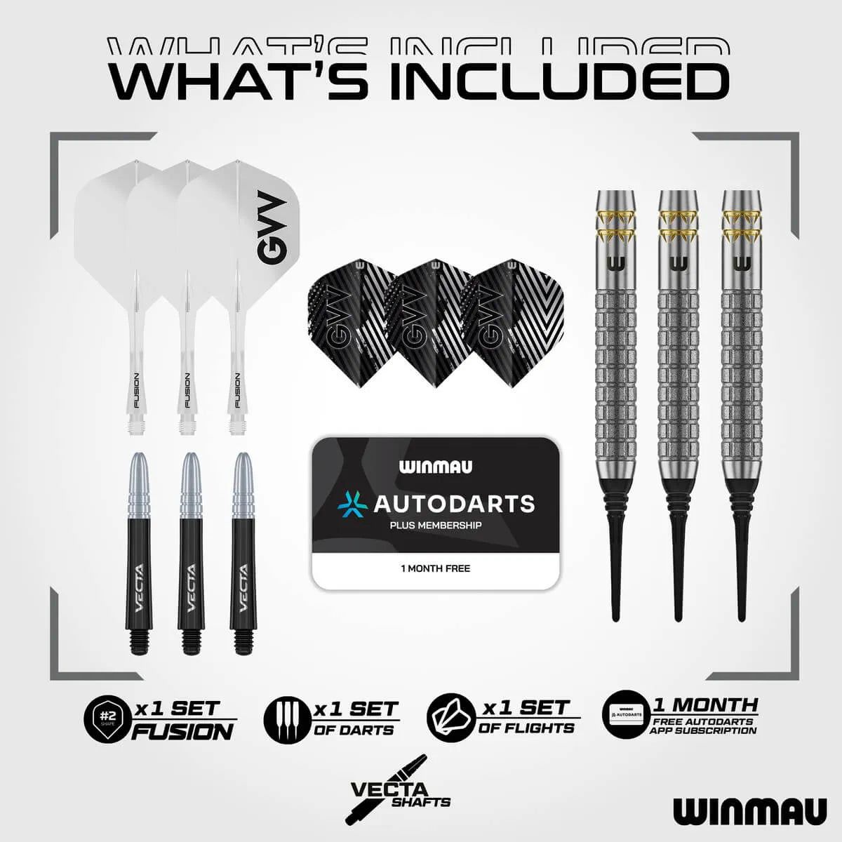 Winmau Gian van Veen W-Max 90% Tungsten Soft Tip Darts-3-18 GRAM-Premier Darts