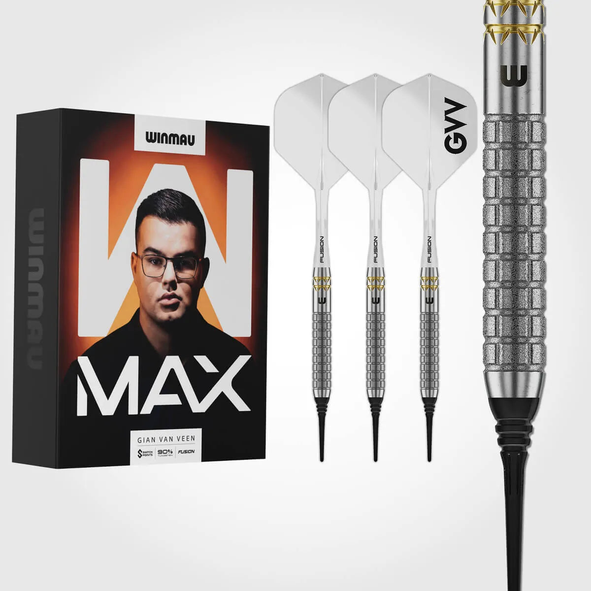 Winmau Gian van Veen W-Max 90% Tungsten Soft Tip Darts-4-18 GRAM-Premier Darts