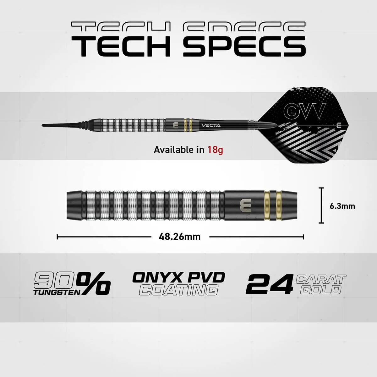 Winmau Gian van Veen TS 90% Tungsten Soft Tip Darts-5-18 GRAM-Premier Darts